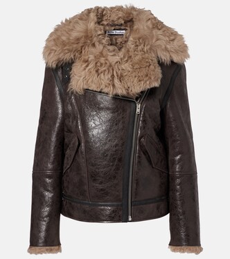 Shearling-trimmed leather jacket | Acne Studios
