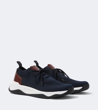 Shadow leather-trimmed knitted sneakers | Berluti