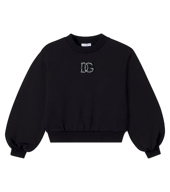 DG puff-sleeve cotton jersey sweatshirt | Dolce&Gabbana Kids