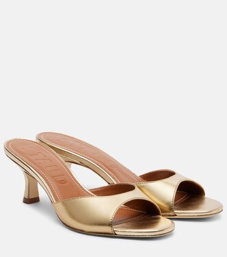 Brigitte 100 metallic leather mules | Staud