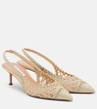 Kahlo metallic raffia and mesh pumps | Aquazzura