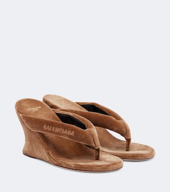 Gaeta velvet wedge thong sandals | Balenciaga