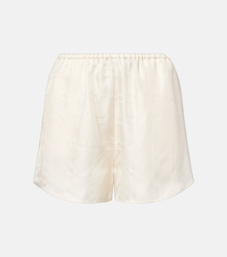 Embroidered silk satin pajama shorts | Toteme