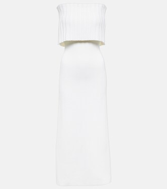 Robe midi Risette en laine à encolure bardot | Safiyaa