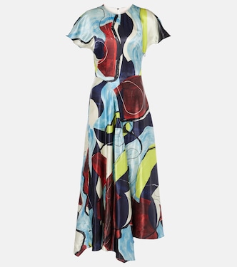 Adriana printed satin midi dress | Roksanda