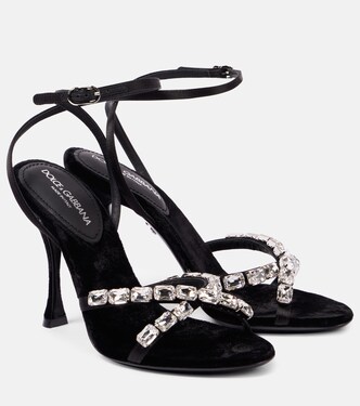 Sandalen aus Satin mit Kristallen | Dolce&Gabbana
