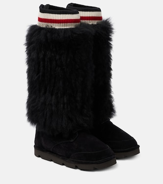 Stiefel Mountain aus Veloursleder mit Shearling | Brunello Cucinelli