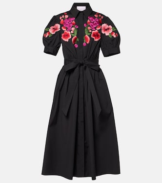 Floral embroidered cotton-blend shirt dress | Carolina Herrera