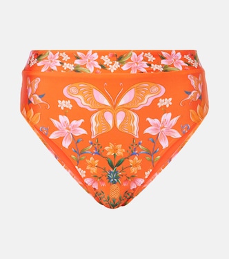 Printed high-rise bikini bottoms | Farm Rio