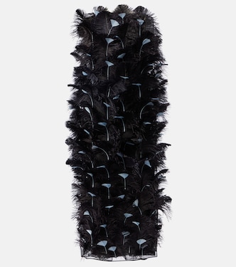 Feather-trimmed organza cocktail dress | Prada
