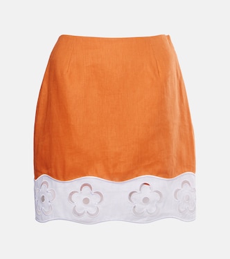 Minifalda Margaux de lino con bordado inglés | Staud