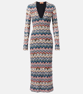 Zigzag lamé midi dress | Missoni