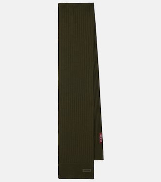 Logo ribbed-knit wool scarf | Gucci