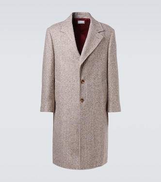 Herringbone wool and alpaca-blend overcoat | Brunello Cucinelli