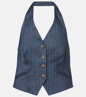 Arabella pinstripe linen-blend vest | Veronica Beard