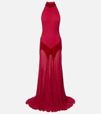 Velvet-trimmed silk georgette gown | McQueen