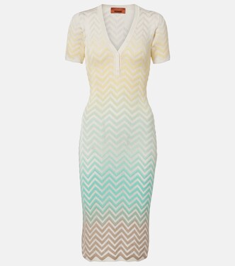 Zigzag knitted cotton-blend midi dress | Missoni