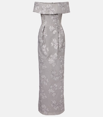 Ruth off-shoulder brocade bustier gown | Rebecca Vallance