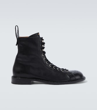 Billy perforated leather combat boots | Versace