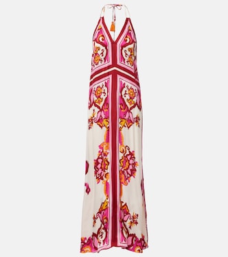 Mary printed halterneck satin maxi dress | Poupette St Barth