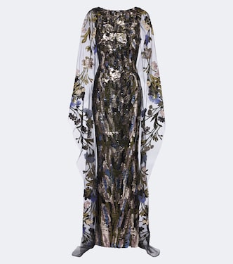 Floral sequined caped gown | Elie Saab