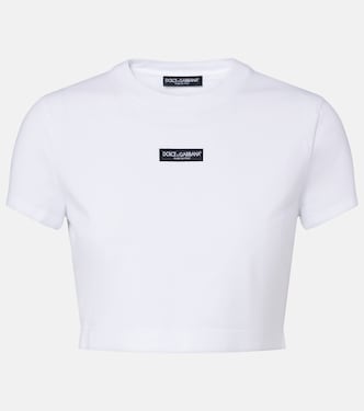 Logo短款棉质混纺平纹针织T恤 | Dolce&Gabbana
