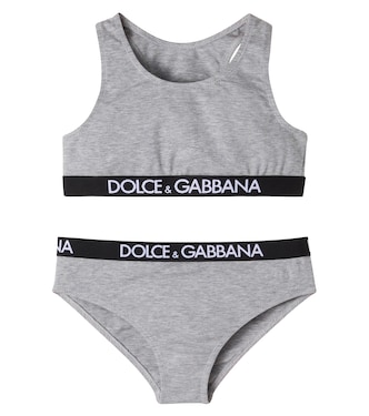 Cotton-blend jersey top and briefs set | Dolce&Gabbana Kids
