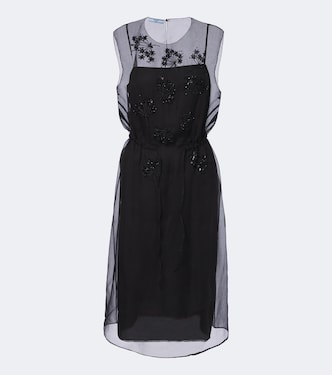 Verziertes Midikleid aus Seidensatin | Prada