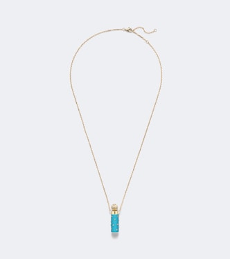 Petit Vase Berlingot and Bouchon 9kt white and yellow gold pendant necklace with emerald and diamond | Yvonne Léon
