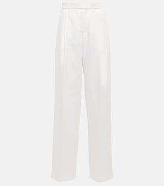 Pantalon droit à taille mi-haute en lin | Chloé