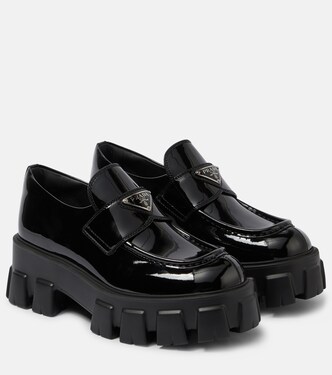 Monolith leather platform loafers | Prada