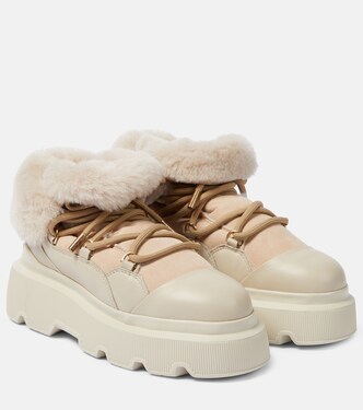 Shearling-trimmed leather ankle boots  | Inuikii