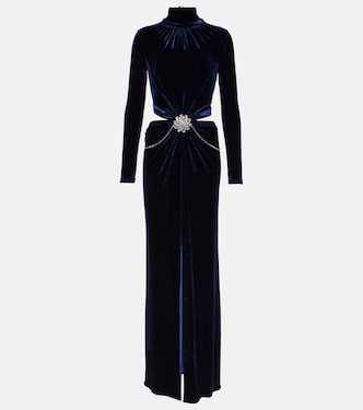 Crystal-embellished velvet maxi dress | Rabanne