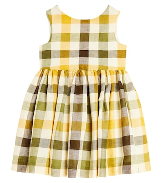 Alise checked linen and cotton dress | Bonpoint