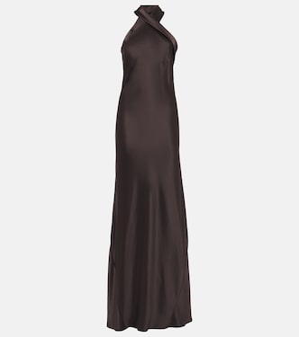 Pandora halterneck satin maxi dress | Galvan