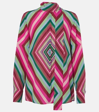 Tie-neck silk crêpe de chine shirt | Valentino