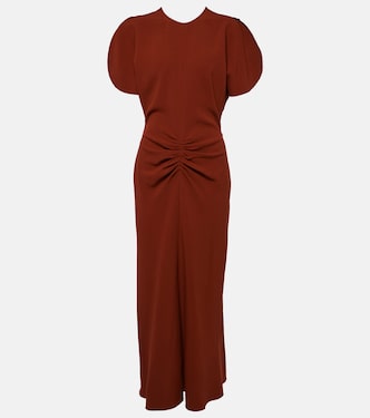 Puff-sleeve gathered midi dress | Victoria Beckham