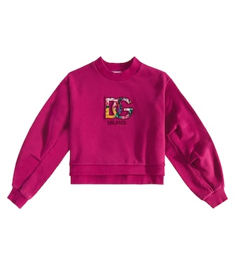 DG embroidered cotton jersey sweatshirt | Dolce&Gabbana Kids