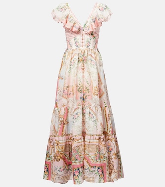 Robe longue imprimée en lin | Camilla