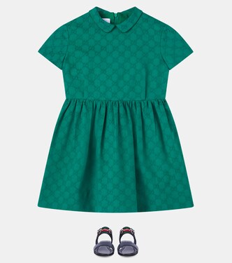 GG cotton dress in green - Gucci Kids | Mytheresa