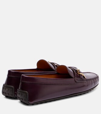 Tod\'s T Timeless Gommino Loafers in Burgundy Calf Leather Gommino leather loafers in burgundy - Tods | Mytheresa main image 4