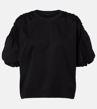 Gathered cotton jersey T-shirt | Noir Kei Ninomiya