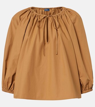 Gathered cotton poplin blouse | Polo Ralph Lauren