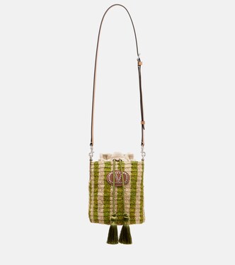 VLogo Mini striped raffia tote bag | Valentino Garavani