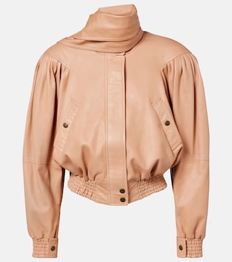 Giacca cropped in pelle con sciarpa | Chloé