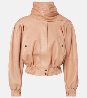 Scarf-detail cropped leather jacket  | Chloé
