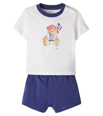 طقم لمولود جديد من تي شيرت وشورت من القطن الجيرسيه | Polo Ralph Lauren Kids