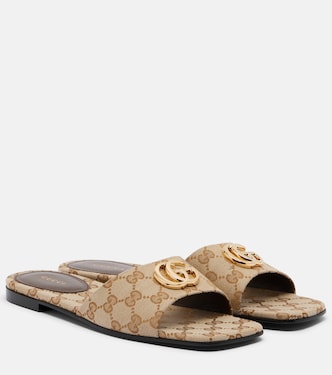Double G GG Canvas slides | Gucci
