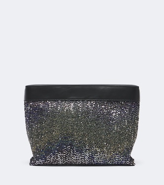 Sequined leather-trimmed clutch | Missoni