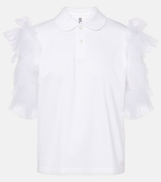 Tulle-trimmed cotton polo shirt | Noir Kei Ninomiya